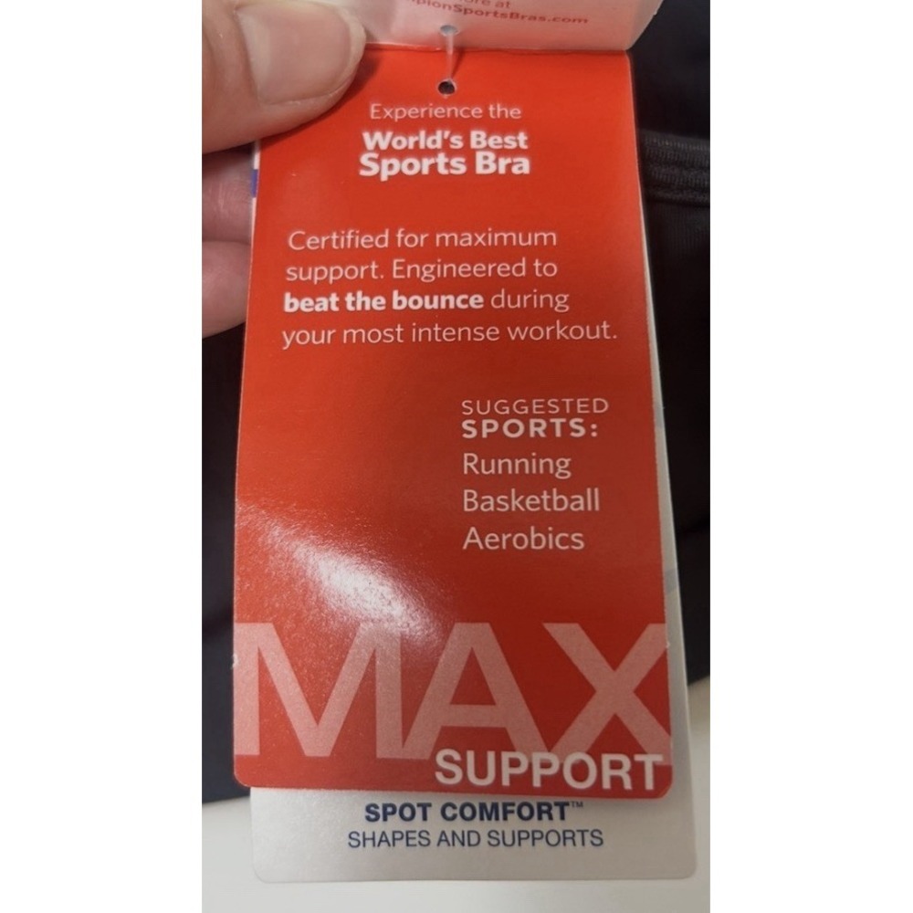 Champion Black Sports Bra Max Support Wireless Tagless Nylon Spandex Womens 36D - Picture 6 of 9